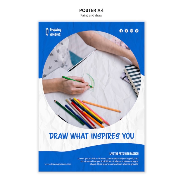 Free PSD paint and draw poster template