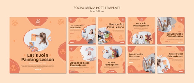 Free PSD paint&draw social media post template