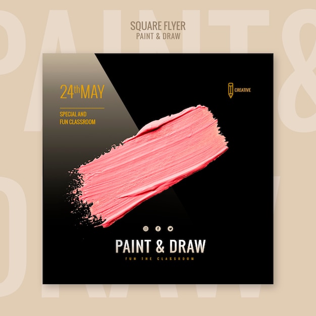 Free PSD paint and draw square flyer template