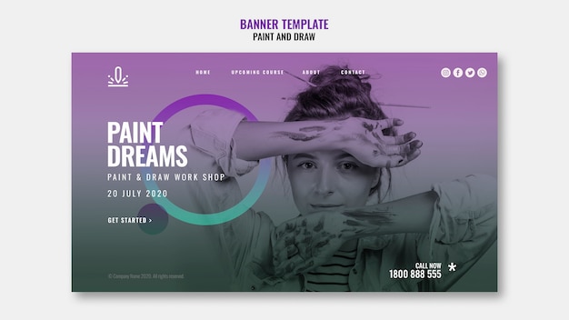 Free PSD paint dreams banner template with picture