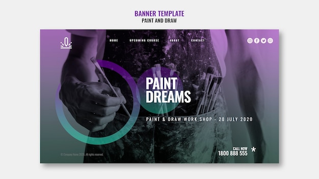 Free Download: PSD Templates – Paint Dreams Banner with Gradient Photo