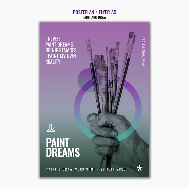 Free PSD paint dreams flyer template