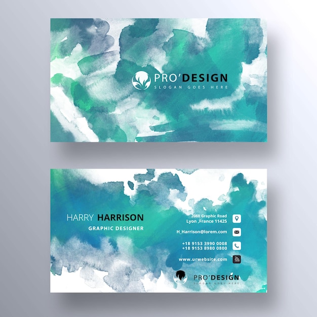 Paint watercolor psd business card template