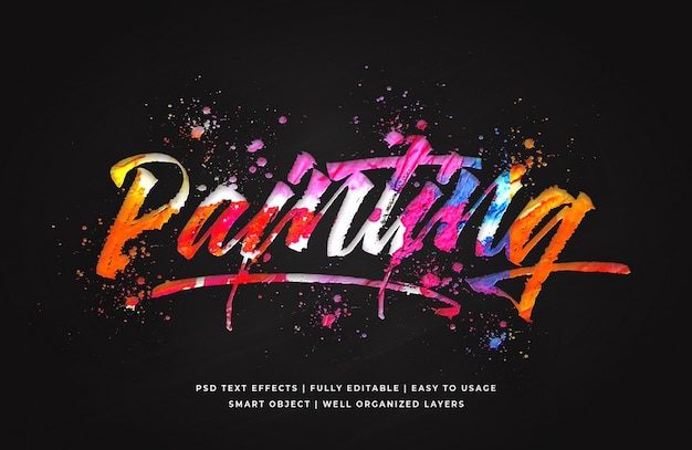 Painting 3d text style effect template Premium Psd