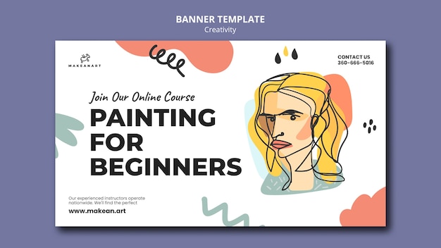 Painting for beginners banner template