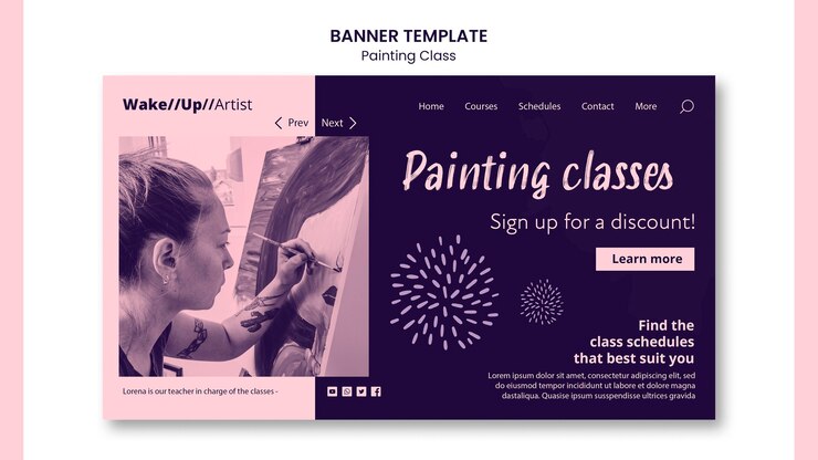 Free PSD painting class banner template