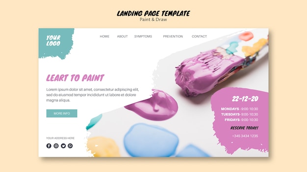 Free PSD painting class landing page template