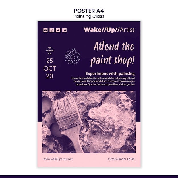 Free PSD painting class poster template