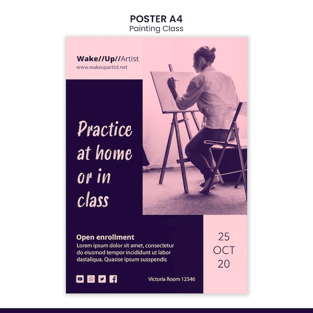 Free PSD painting class poster template