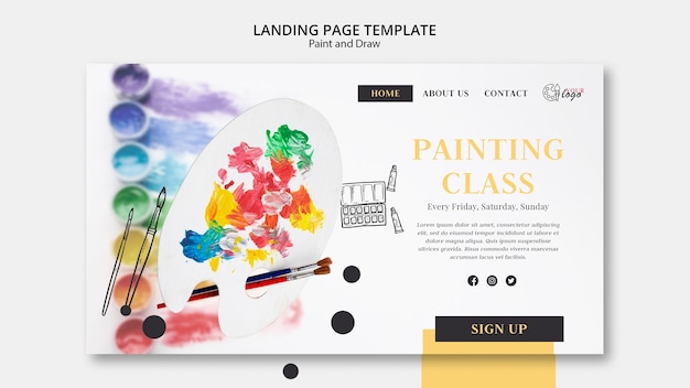 PSD gratuito lezioni di pittura per landing page per bambini e adulti