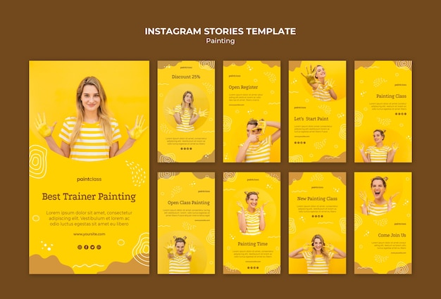 Free PSD painting concept instagram stories template