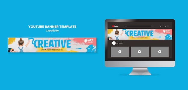 Free PSD painting and creativity youtube banner template