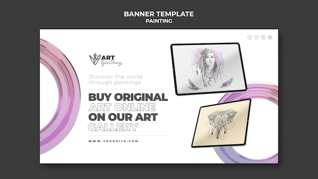 Free PSD painting gallery banner template