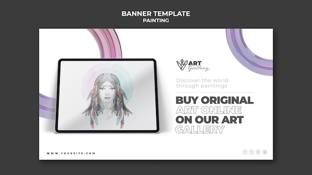 Free PSD painting gallery banner template