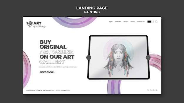 Free PSD painting gallery landing page template