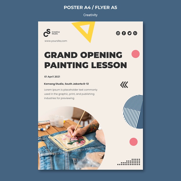 PSD gratuito modello di poster lezione di pittura