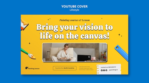 PSD gratuito dipingere la copertina di youtube sullo stile di vita