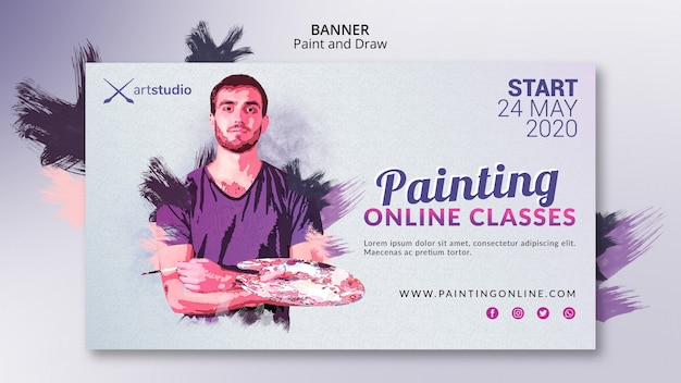 Painting online classes art studio banner