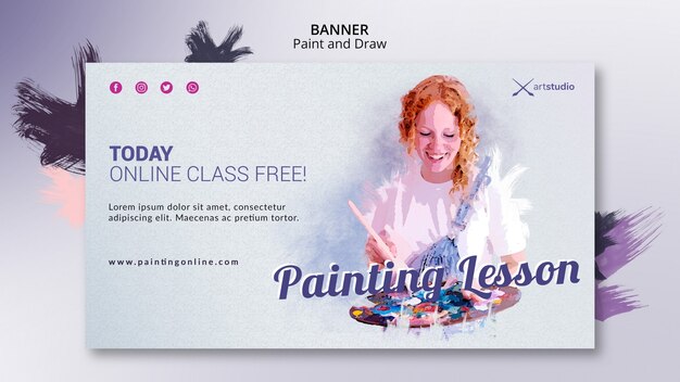 painting online classes teacher banner template