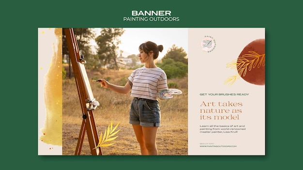 Free PSD painting outside banner template