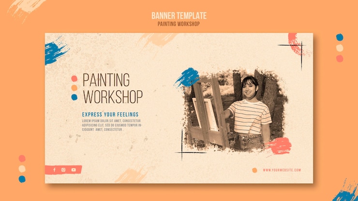 मुफ़्त PSD painting workshop banner template