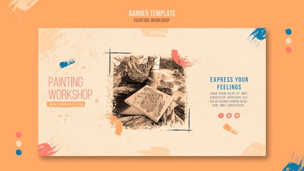 Free PSD painting workshop horizontal banner template