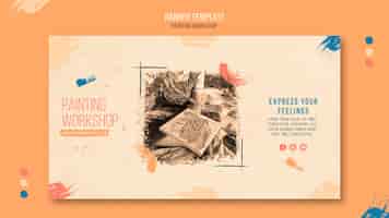 Free PSD painting workshop horizontal banner template