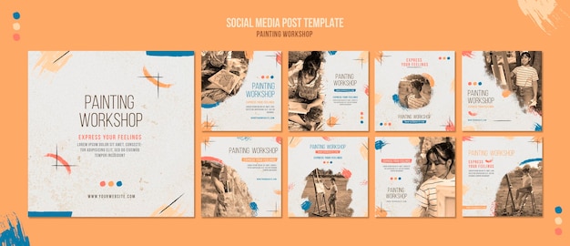 Painting workshop social media posts template