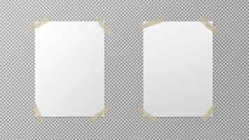 Free PSD pair of white posters with tape