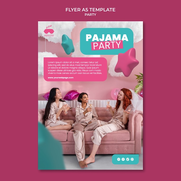 Free PSD pajama party template design