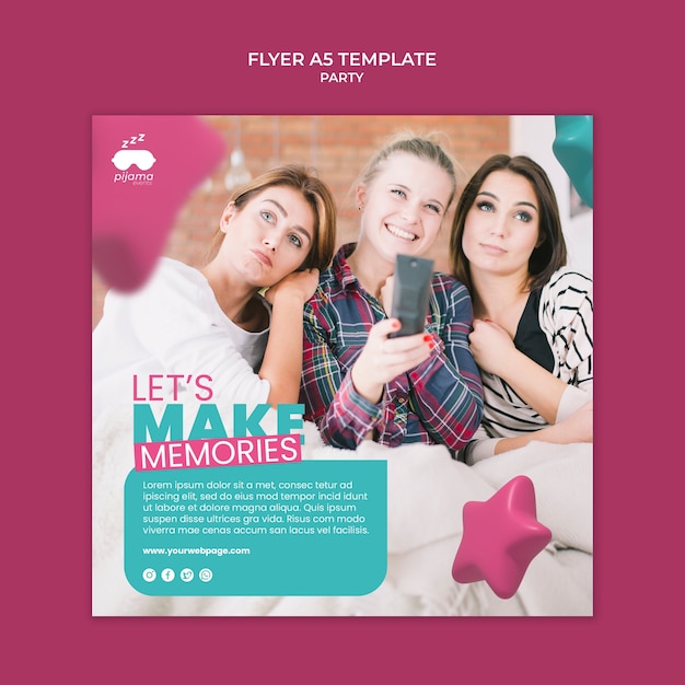 Free PSD pajama party template design