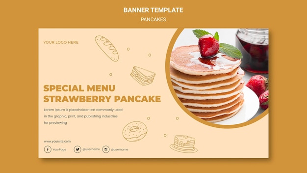 Free PSD pancakes restaurant banner template