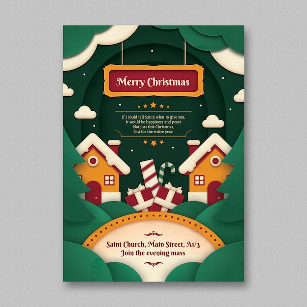 Paper Art Christmas Flyer Template