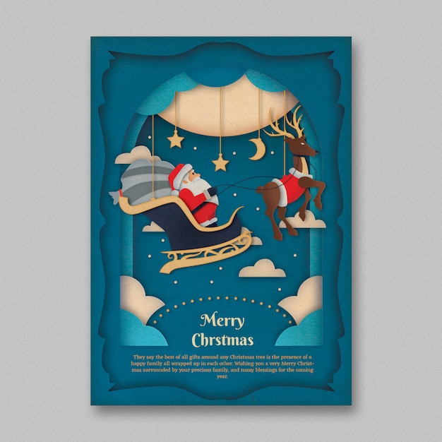 Free PSD paper art christmas flyer template