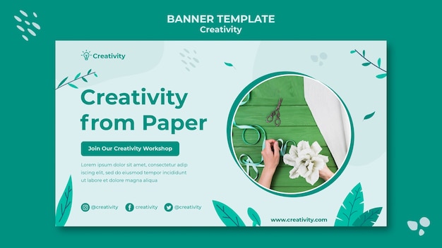 Free PSD paper art horizontal banner template