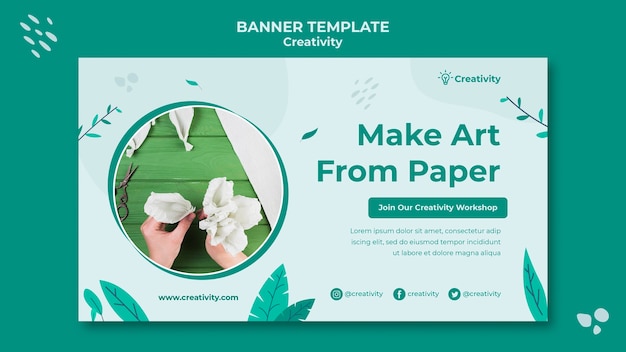 Free PSD paper art horizontal banner template