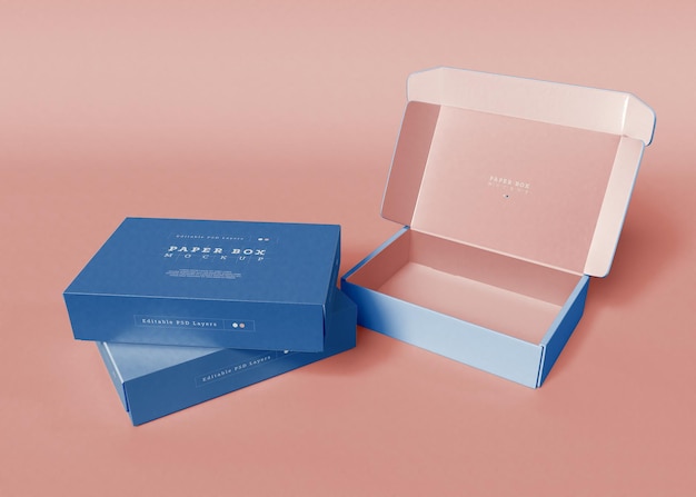 Paper box packaging mockup