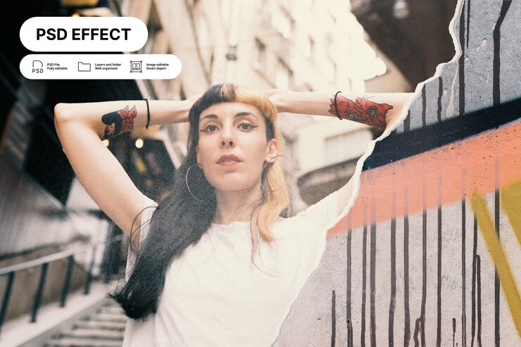 Free PSD paper collage effect template