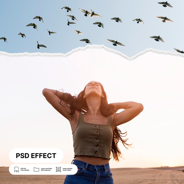 Free PSD paper collage effect template