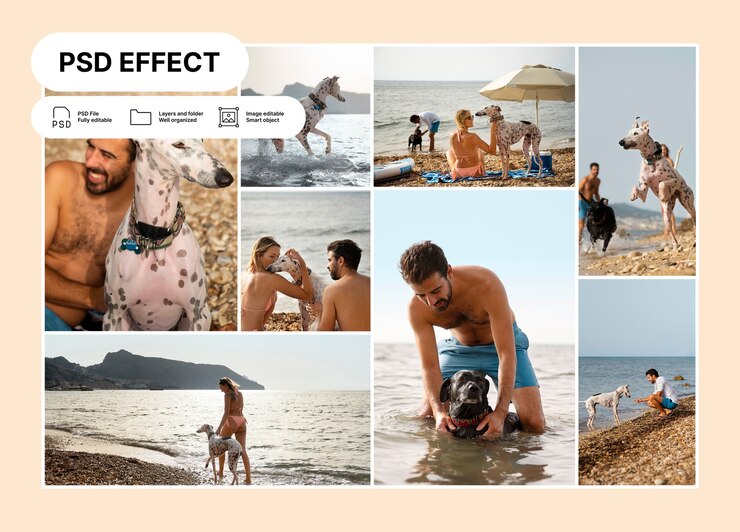 Free PSD paper collage photo effect