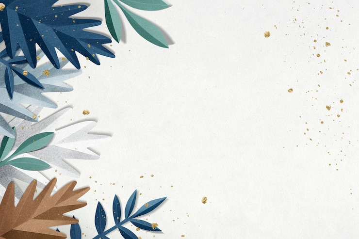 Free PSD paper craft leaf border psd in blue and white tone