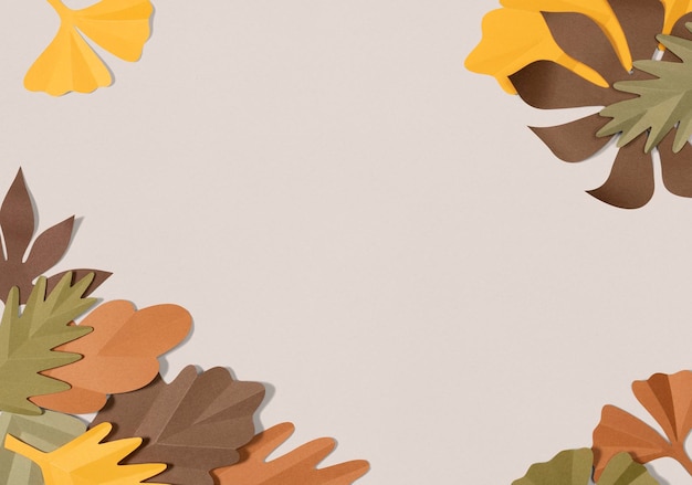 Free PSD paper craft leaf border psd