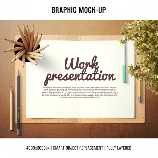 Free PSD paper in a desk mock up template