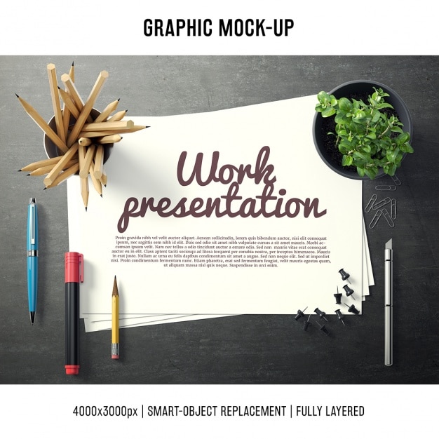 Free PSD paper in a desk mock up template