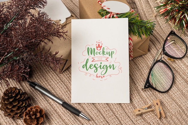 Paper greeting card psd mockup