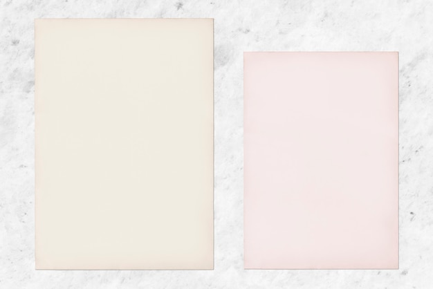 Free PSD paper mockup set on marble background