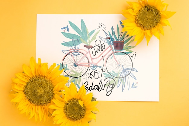 Paper mockup with floral decoration
