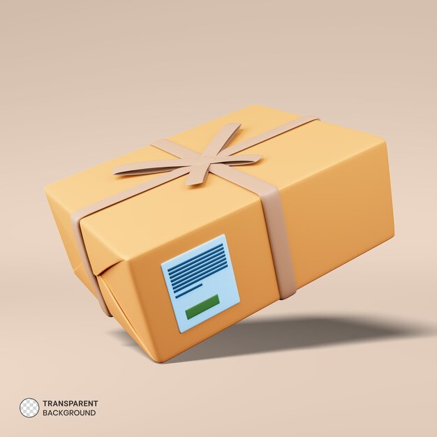 Paper Parcel Delivery Box icon Isolated 3d render Illustration