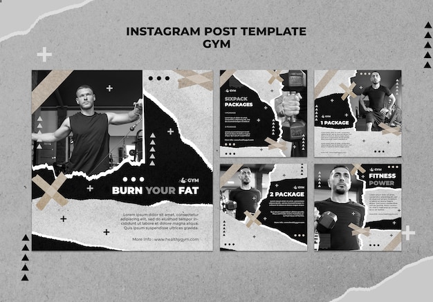 Paper texture gym instagram post