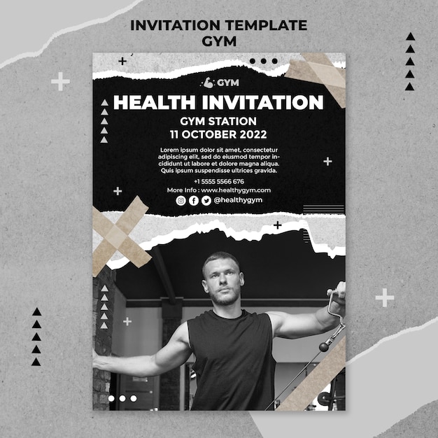 Paper texture gym invitation template